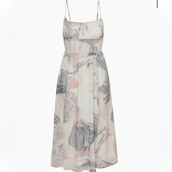 Wilfred Aritzia Genoa Floral Print‎ Smocked Waist Midi Dress Medium - Picture 1 of 7